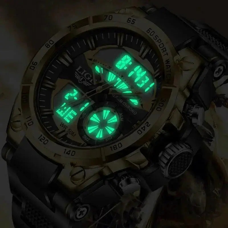 Mens Dual Display Chronograph Sport Watch Luxury Timepiece
