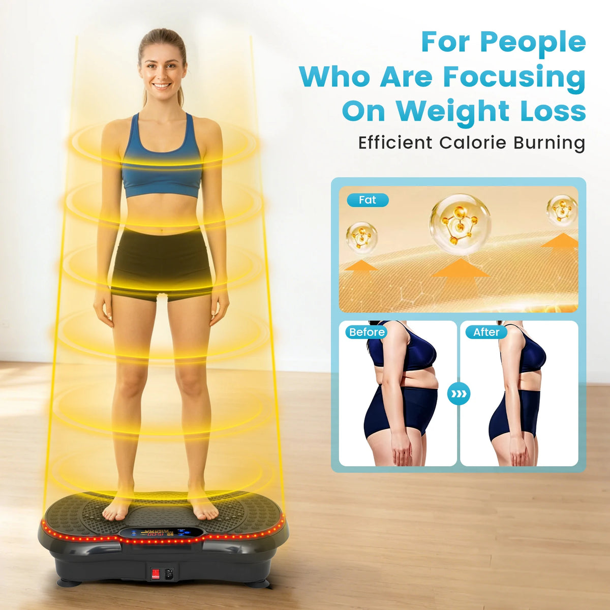 Smart Vibration Plate Exercise Machine With LED Light Strip Deep — product view 6