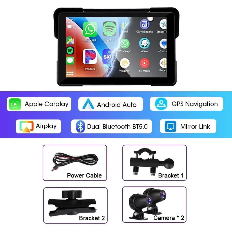 Jansite Moto Screen - Wireless CarPlay Waterproof - 7 inch Carplay DVR 64G product image