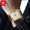 Olevs Square Leather Watch For Men