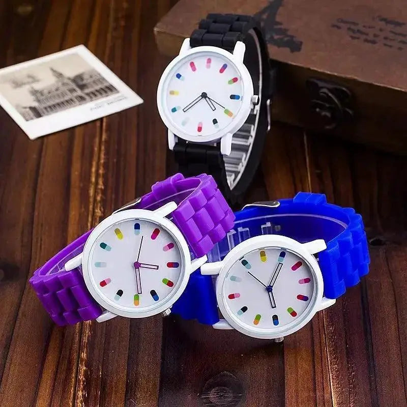 Elegant White Green Jelly Watch For Women Timepiece