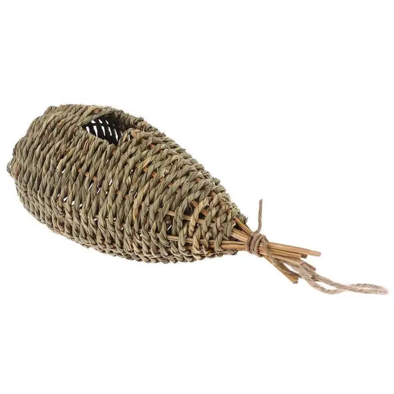 Natural Fiber Bird House Finch Nest Hut Straw Rope Shelter