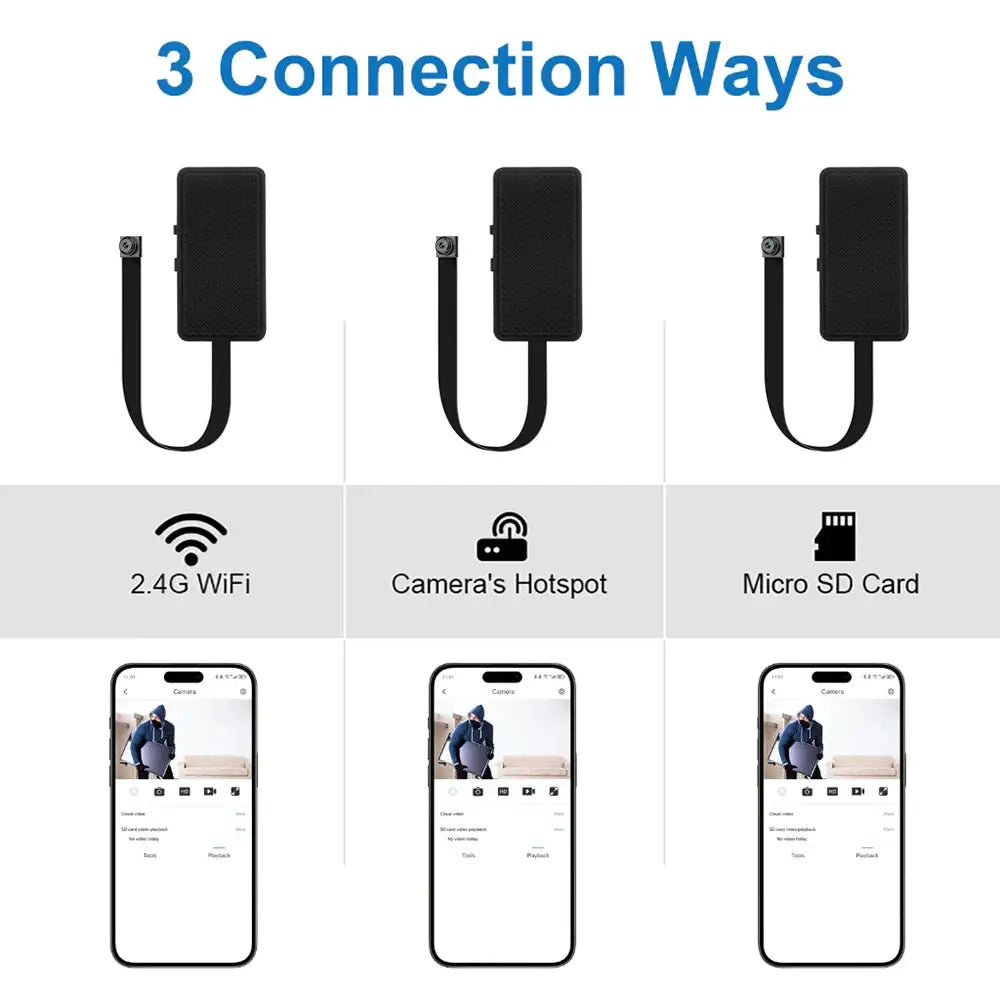 1080P HD DIY WiFi Mini Camera Portable Video Recorder Micro Camcorder P2P Wireless Webcam Loop Recording Support Remote Viewing
