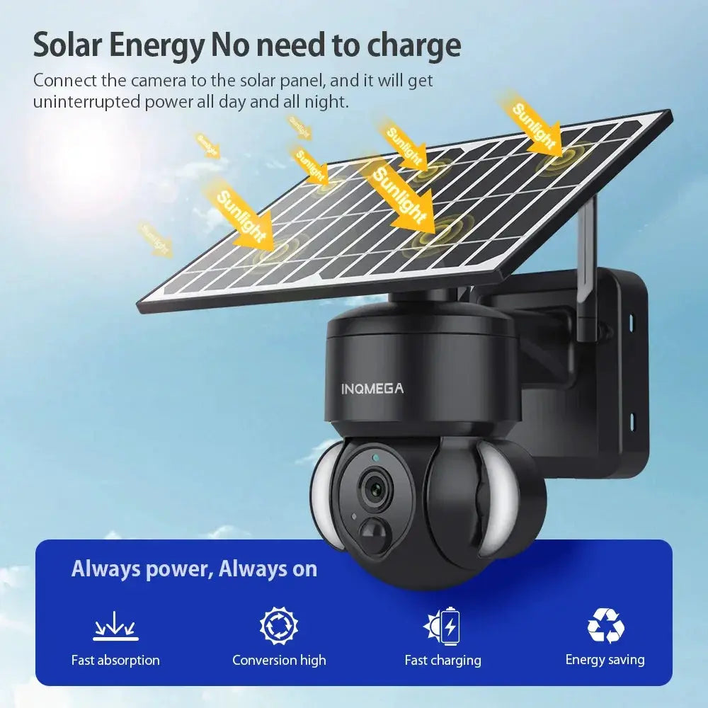 INQMEGA 4MP WiFi Tuya Solar Outdoor Security Camera