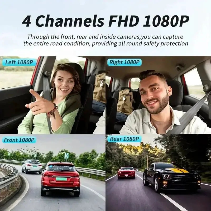Car Dash Cam 4 Channel Front Left Right Rear FHD 1080P Night Vision Hardwire Kit - stepyours.com