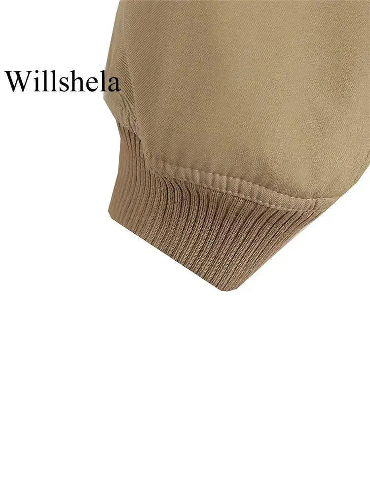 Willshela Women Stylish Bomber Jacket Trendy V Neck Coat