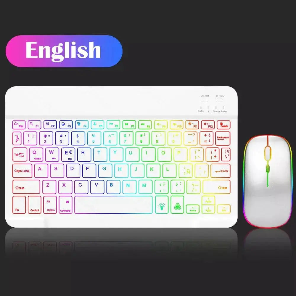 Rainbow Backlit Wireless Keyboard and Mouse Set Portable
