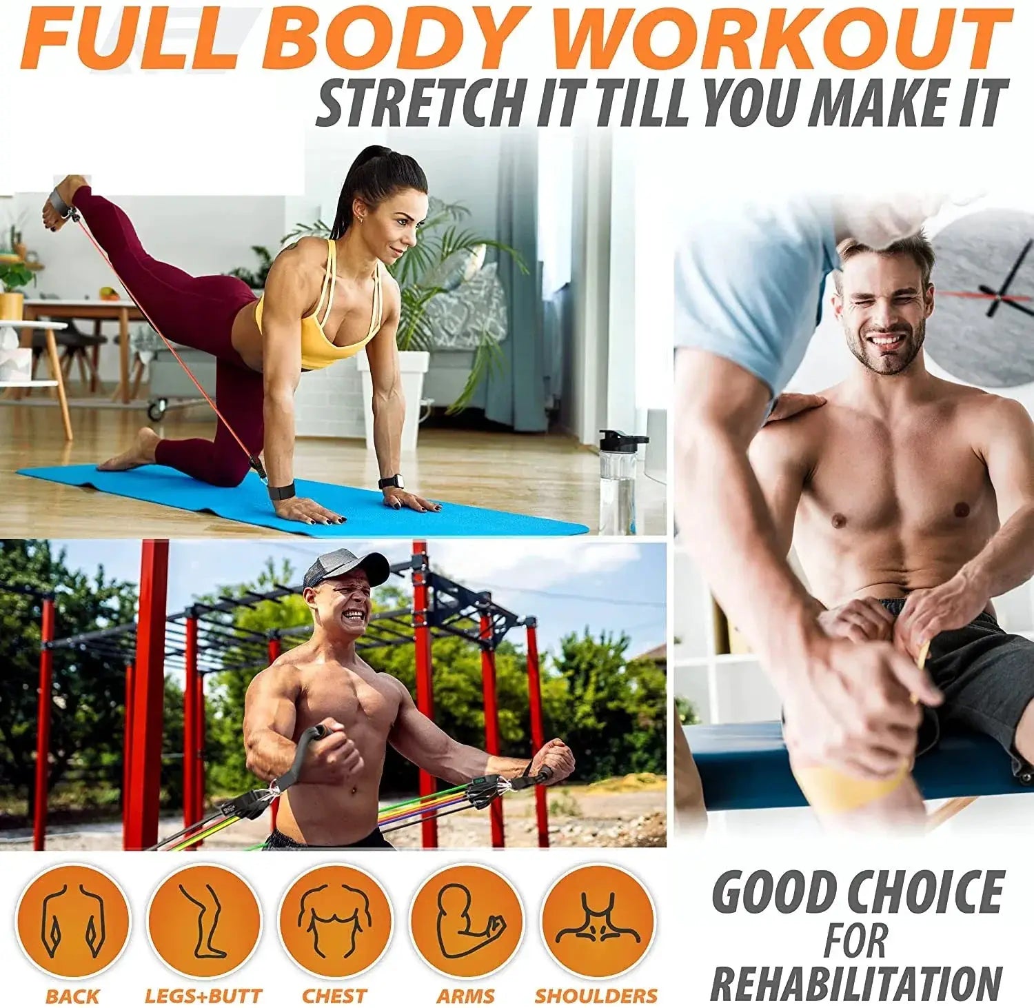 Ultimate 360lbs Resistance Bands Set for Home Gym Use