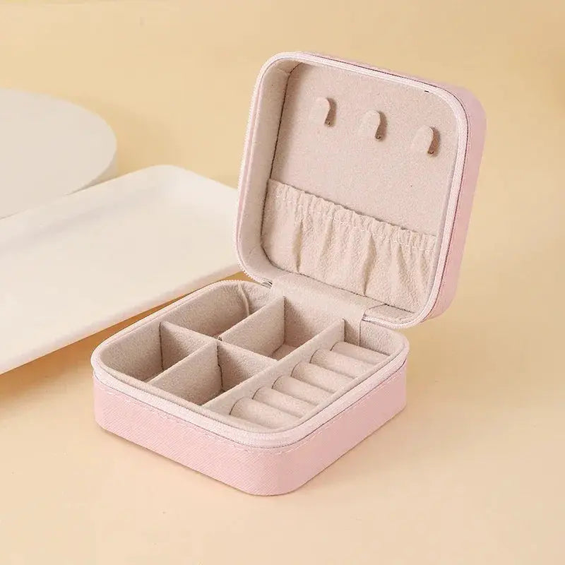 Portable Leather Jewelry Storage Case Travel Organizer