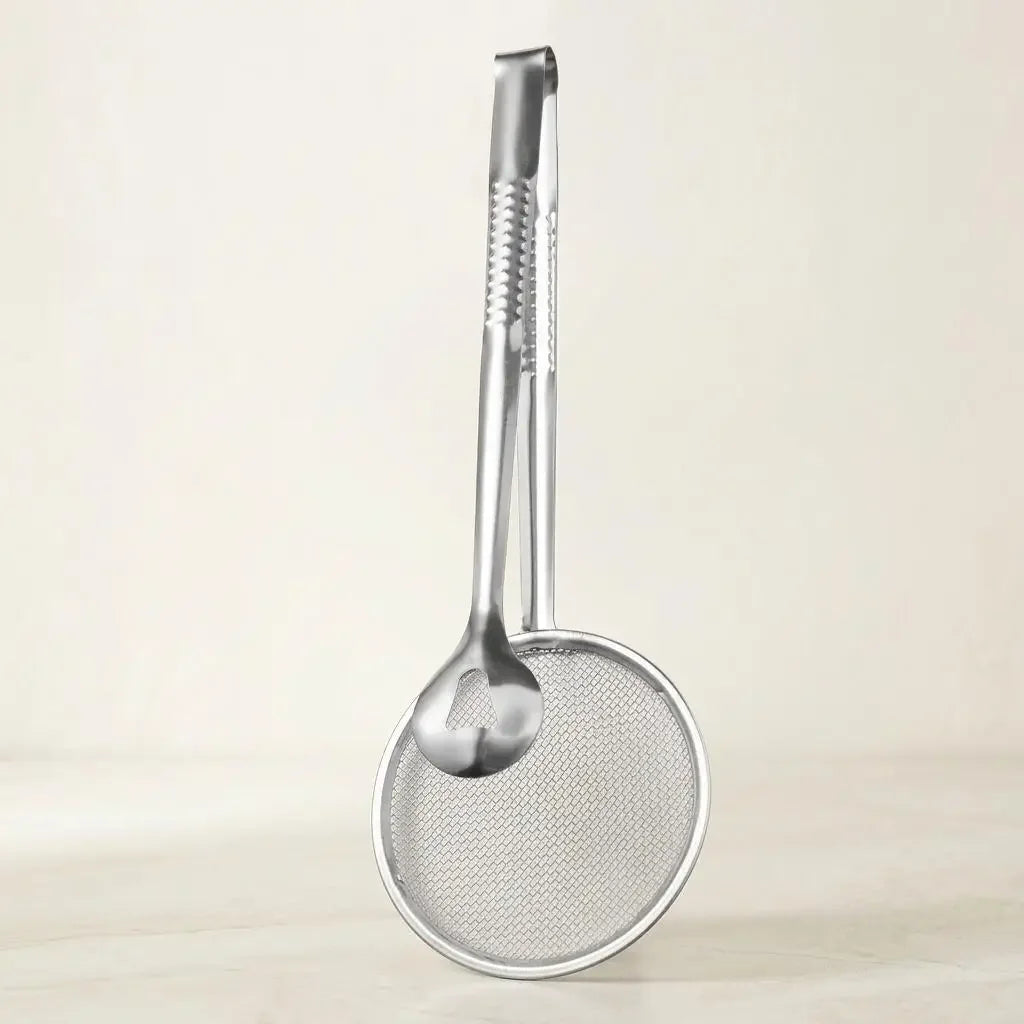Stainless Steel Fine Mesh Strainer Spoon with Clip Kitchen Oil — product view 9