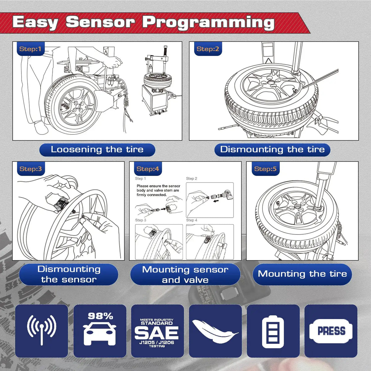 Autel TPMS MX Sensor 315MHz 433MHz Sensor 2in1 Clone-able Programming Sensors For TS501 TS508 Tire Pressure Monitoring Car Tool