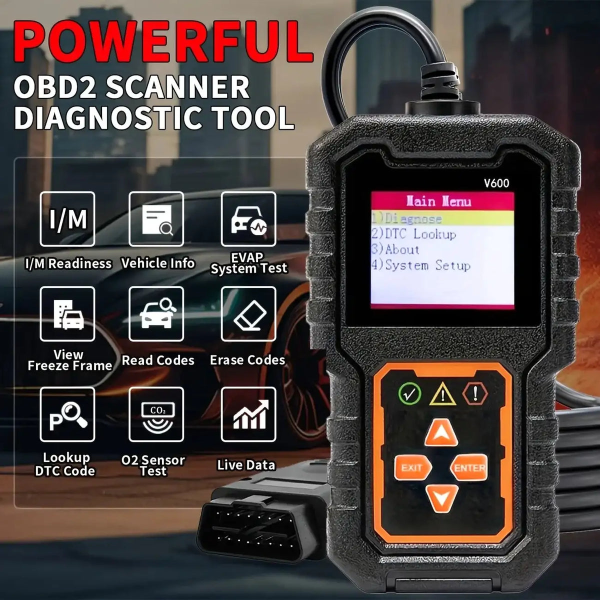 V600 OBD2 Diagnostic Scanner Car Code Reader Vehicle Health Inspection Tool Auto Code Reader Scanner
