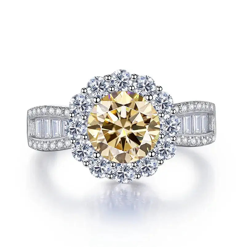 S925 Sterling Silver Ring with 2 Carat D VVS1 Moissanite Classic Retro Style Perfect for Proposal Engagement Dating Gifts
