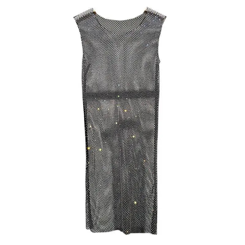 Diamond Mesh Party Midi Dress Elegant Glamorous For Events