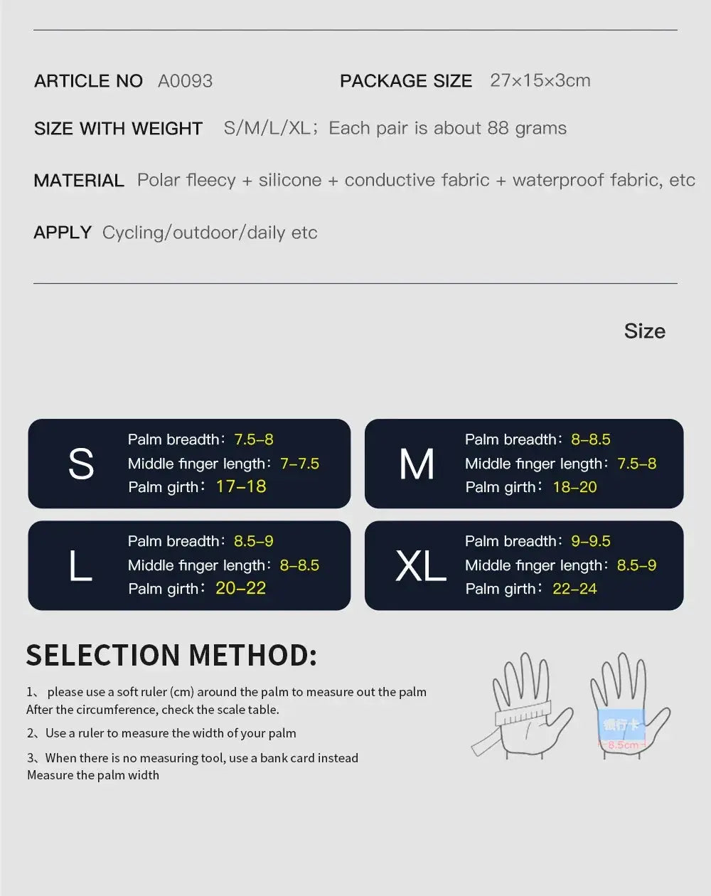 Warm Cycling Gloves for Winter Rides Edition AA — product view 20