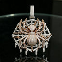 Iced Spider Web Pendant Gold