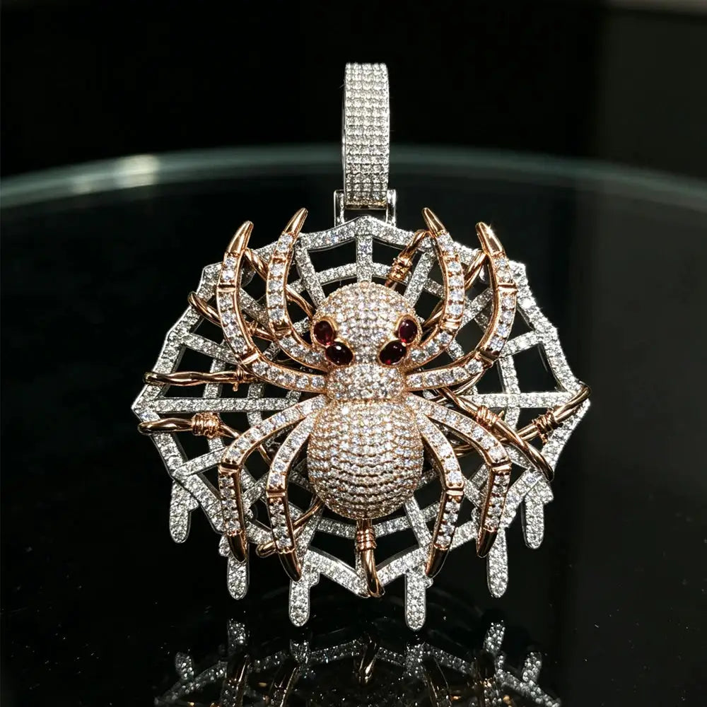 Iced Spider Web Pendant Gold — product image 4