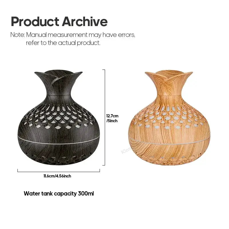 300ml Wood Grain USB Aromatherapy Diffuser With RGB Lighting