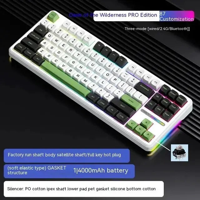 AULA F87 Pro Keyboard 2.4G USB Bluetooth Tri Mode 87 Key RGB - OurLum.com