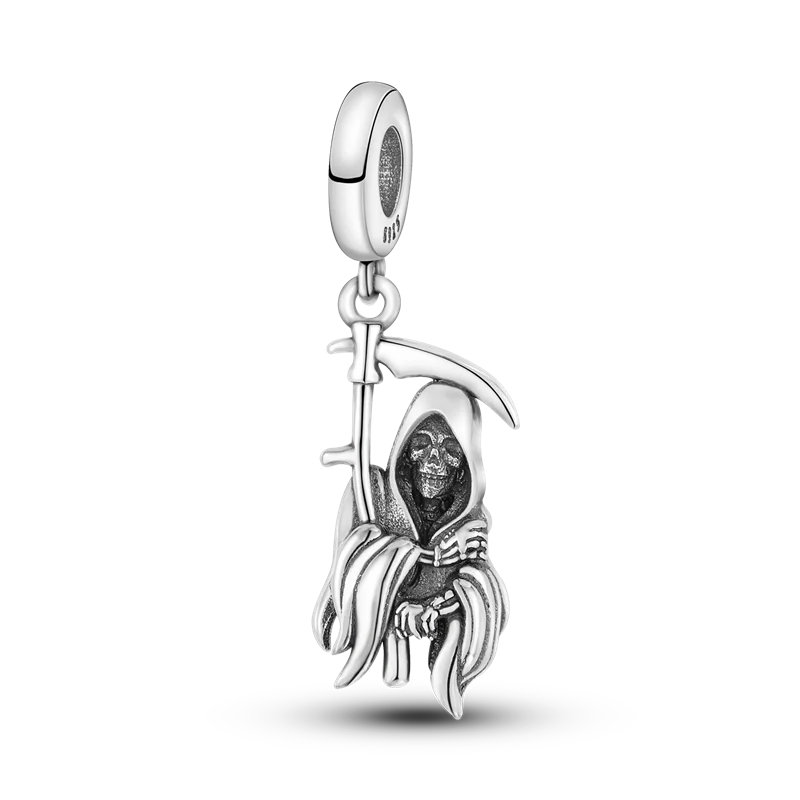 Halloween Skull Charm Bead Sterling