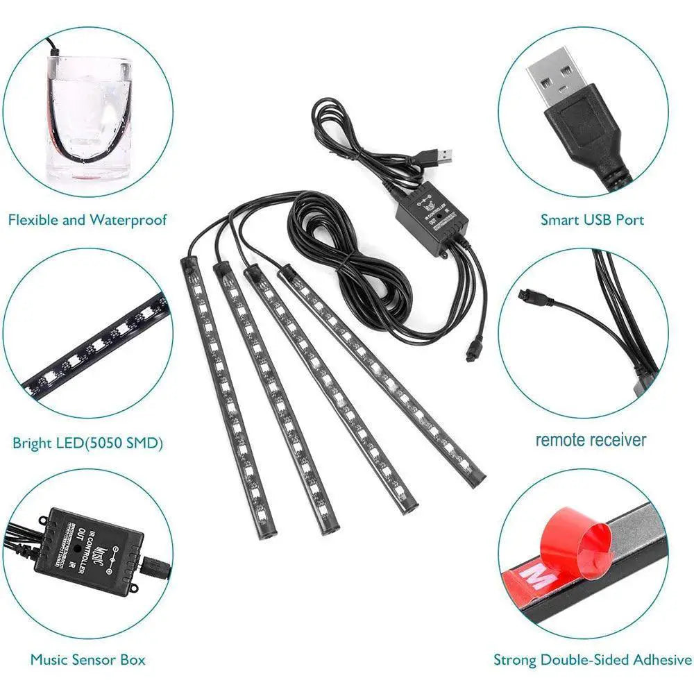Car Interior LED Music Sync Ambient Lighting Kit Elevate