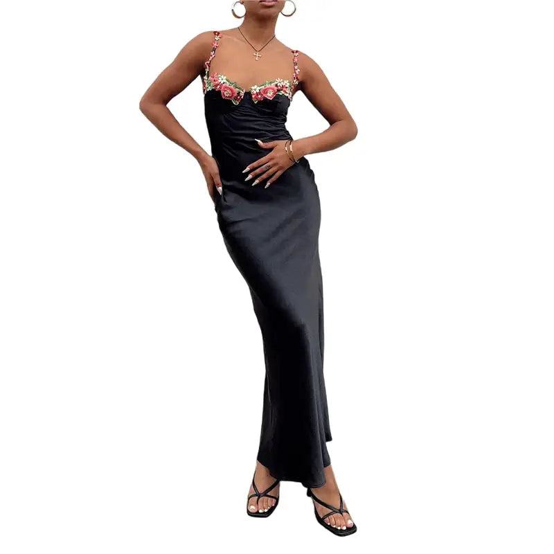 Lamuusaa Sexy Corset Dresses for Women y2k Low Cut Satin Spaghetti Strap Sleeveless Bodycon Dresses Going Out Party Dresses