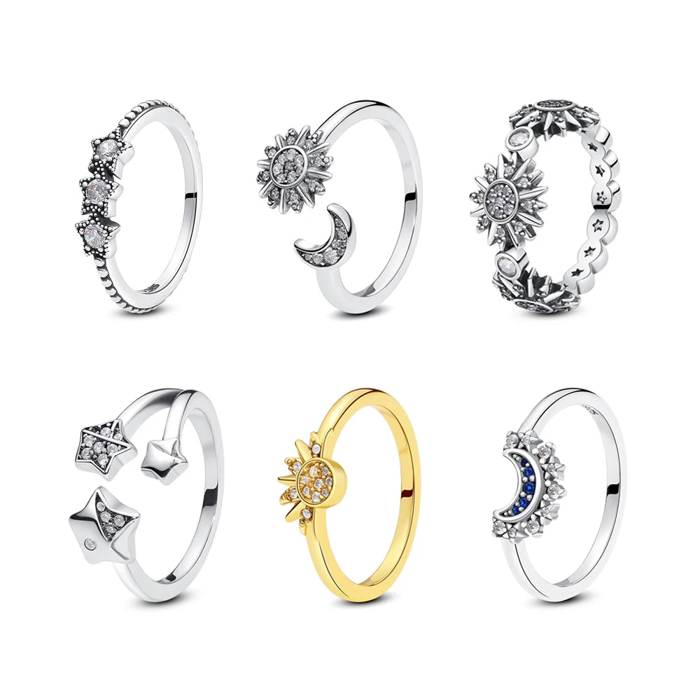 Sterling Silver Ring Sun Moon