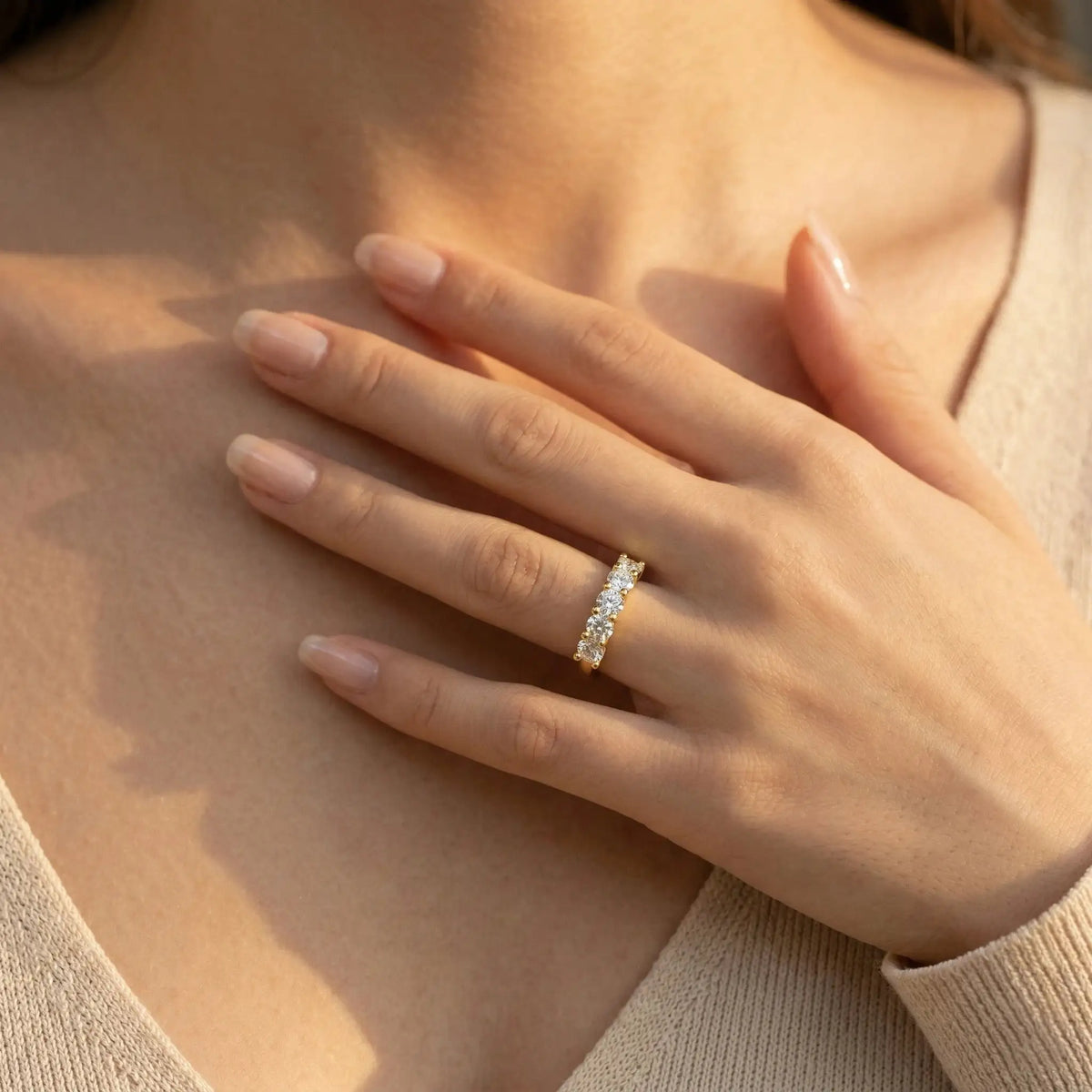 Round Moissanite Ring in Sterling Silver Carat Cute Romantic — product view 5