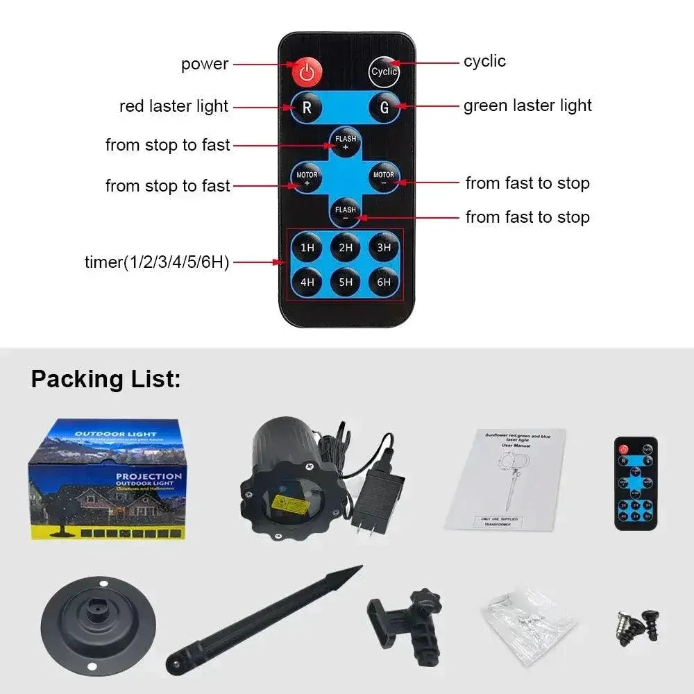 All Weather LED Star Projector With Remote Control Display