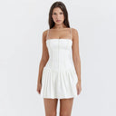 Suninheart White Spaghetti Strap Dress Elegant Summer Chic