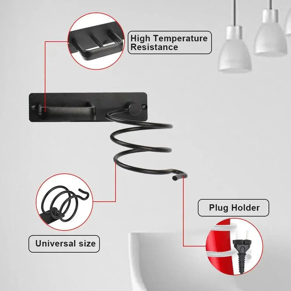 Hair Dryer Organizer Shelf Spiral Design Wall Mount Rack