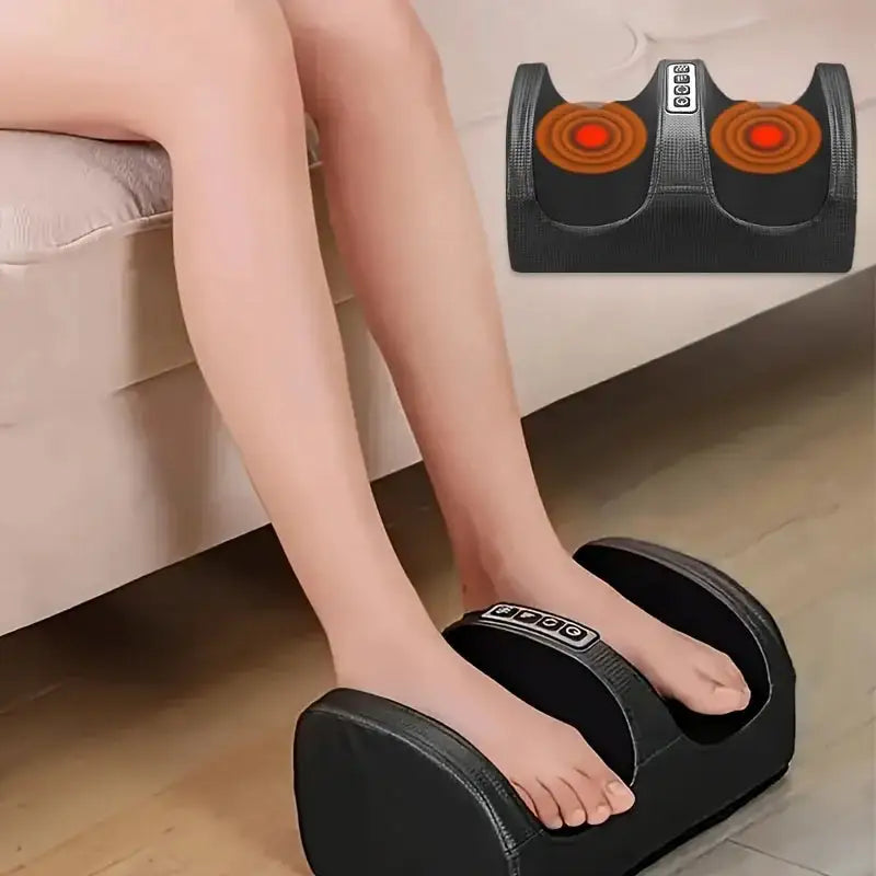 Heating and Kneading Foot Massager, Dual-Direction Kneading with 20 Massage Heads, Foot and Leg Massager, Constant Temperature Heating, Smart Timer, Plug and Play, Thanksgiving and Christmas Gift