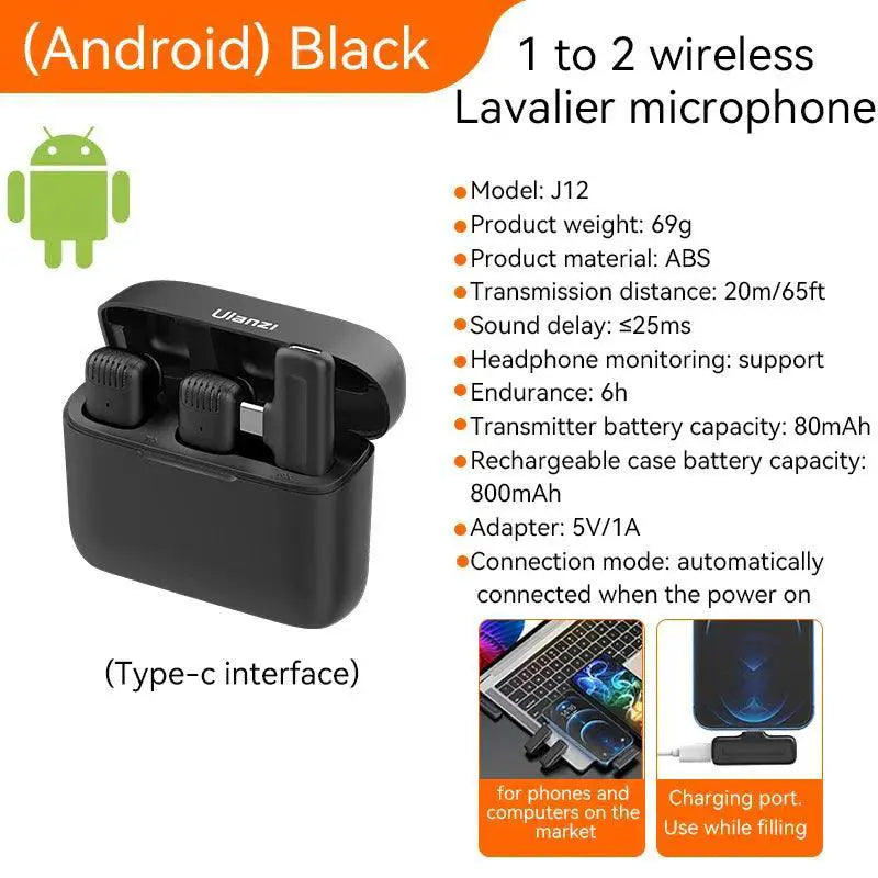 Ulanzi J12 Wireless Lavalier Microphone Pro Audio Kit