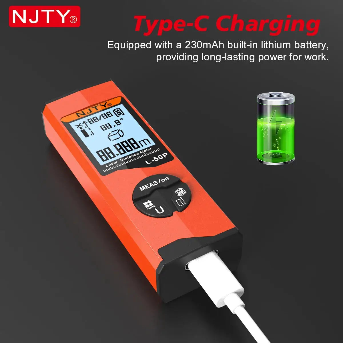 NJTY Laser Rangefinder Tape Measure 30m 50m Profesional Measuring Instrument Laser Distance Meter Trena Laser Metro Range Finder