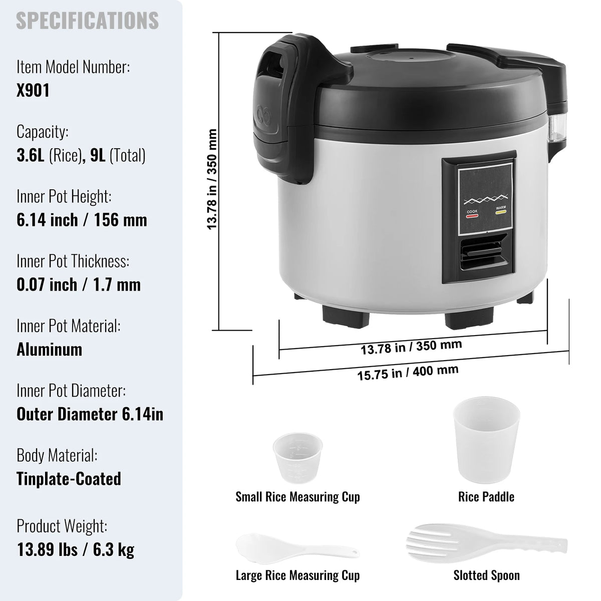 SucceBuy Commercial Rice Cooker Cup Rice Cooker L with Nonstick — product view 7