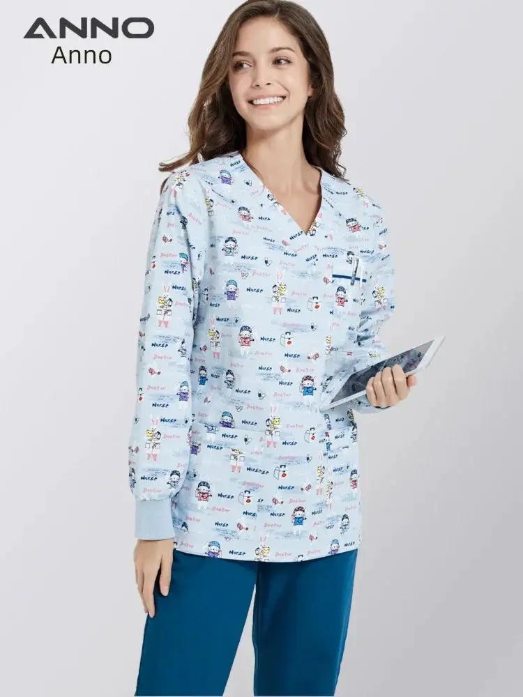 Annuo Printed Nurse Doctor Pediatric Comfortable Scrubs