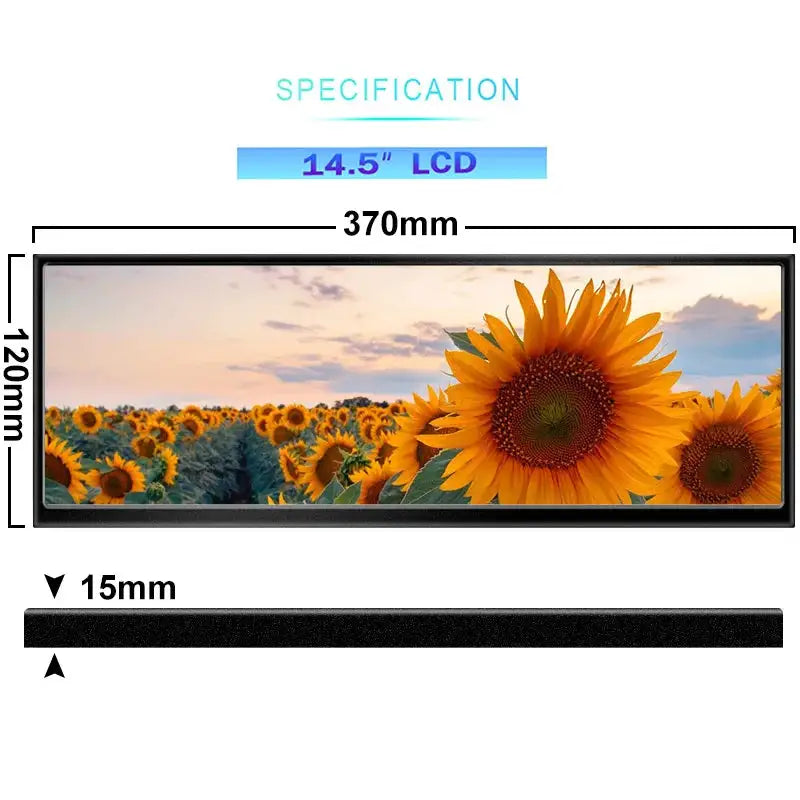 12.3 /14.5 inch TouchScreen Monitor HDMI & Type C 1920x720/2.5K IPS Display LCD Bar Computer Temp Display Widescreen