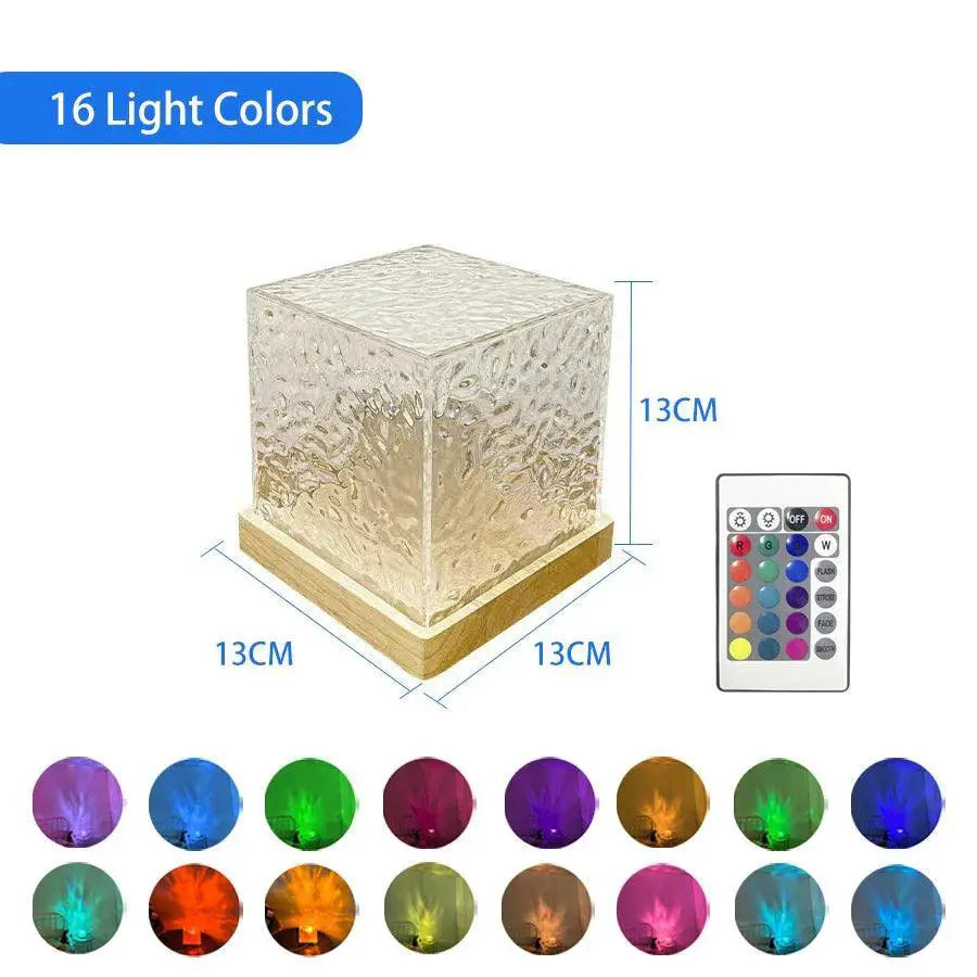 Water Ripple Projector Night Light Colorful Crystal Lamp
