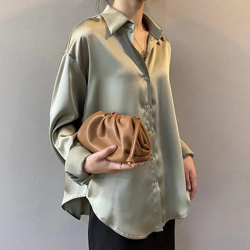 Autumn Vintage White Button Up Shirt Streetwear Blouse