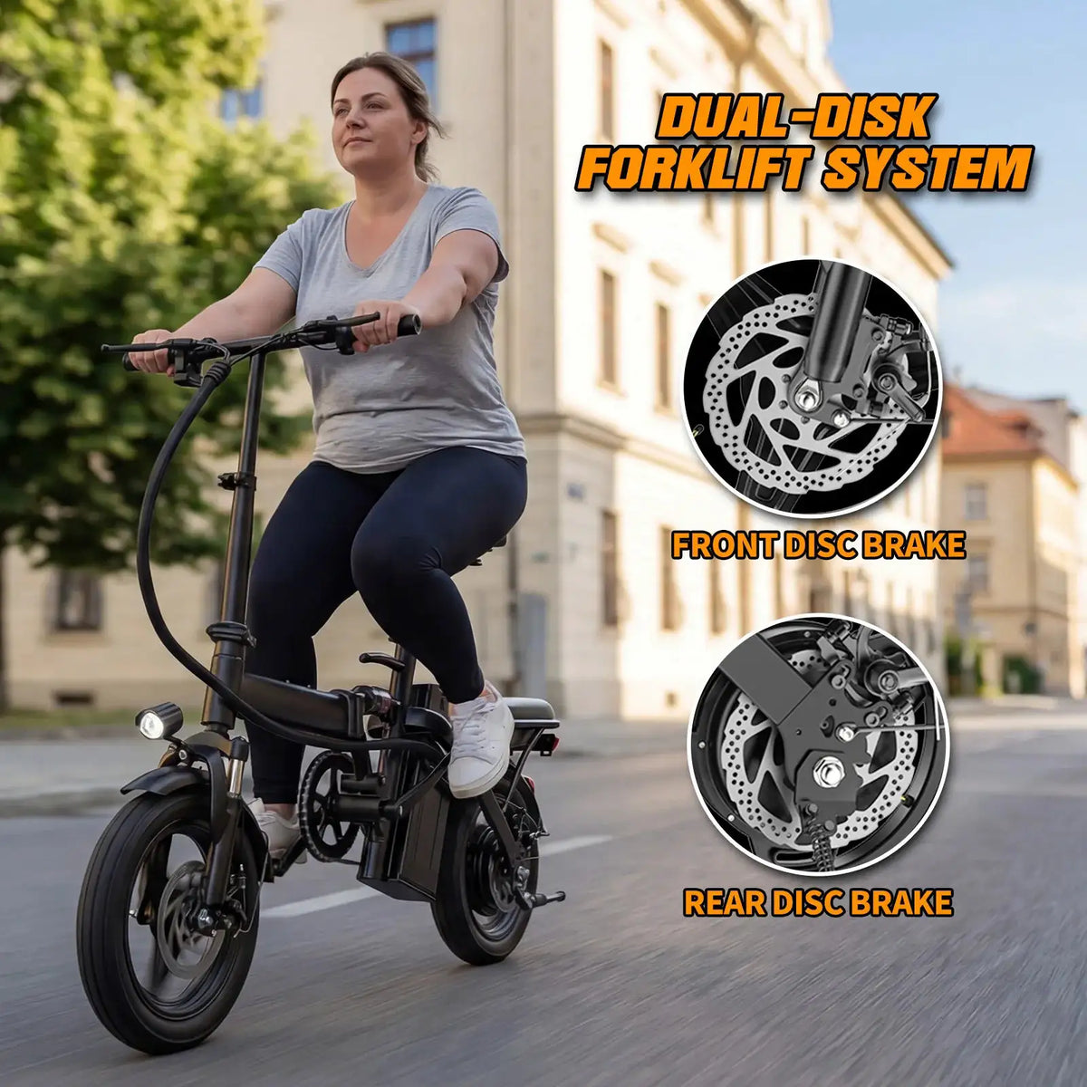 560W Electric Bikes for Adult,24MPH,14inch Folding Electric Bike,48V10.4AH Removable Battery,Multi-Shock Absorption Electric Bicycle