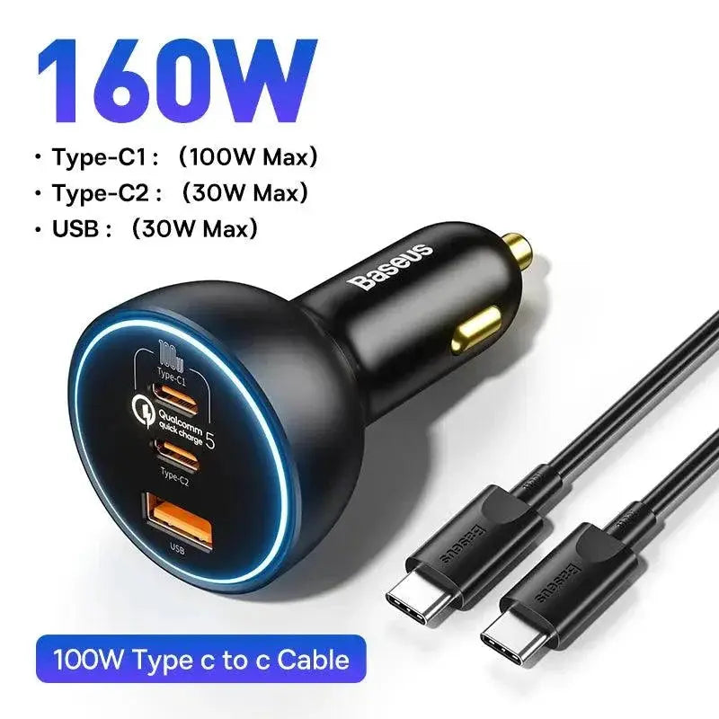 Baseus Car Charger Fast Charging For iPhone Laptops Tablets