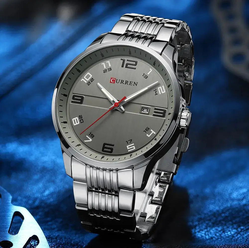 Stainless Steel Quartz Watch Timepiece Luminous Hands