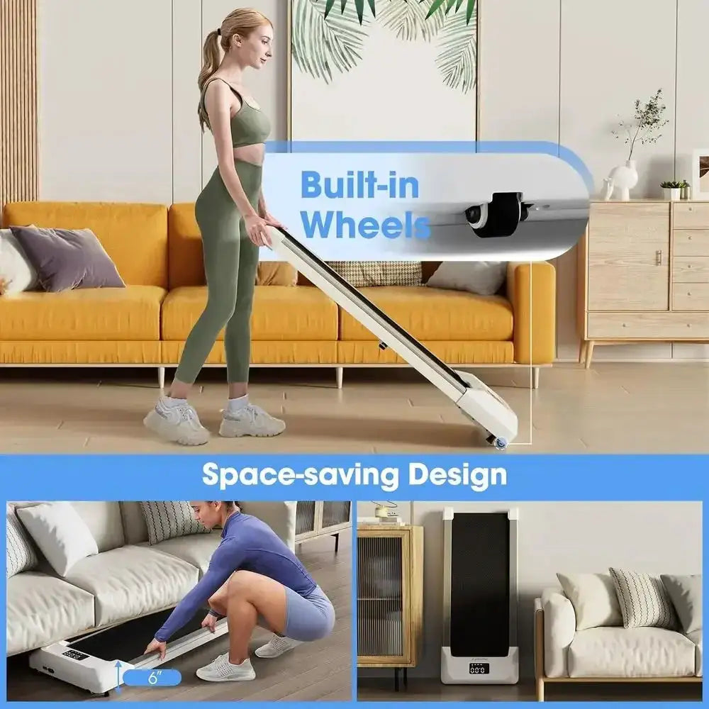 Portable Dual-Function Walking Pad and Under Desk Treadmill, 265 lbs Capacity, with Remote and LED Display