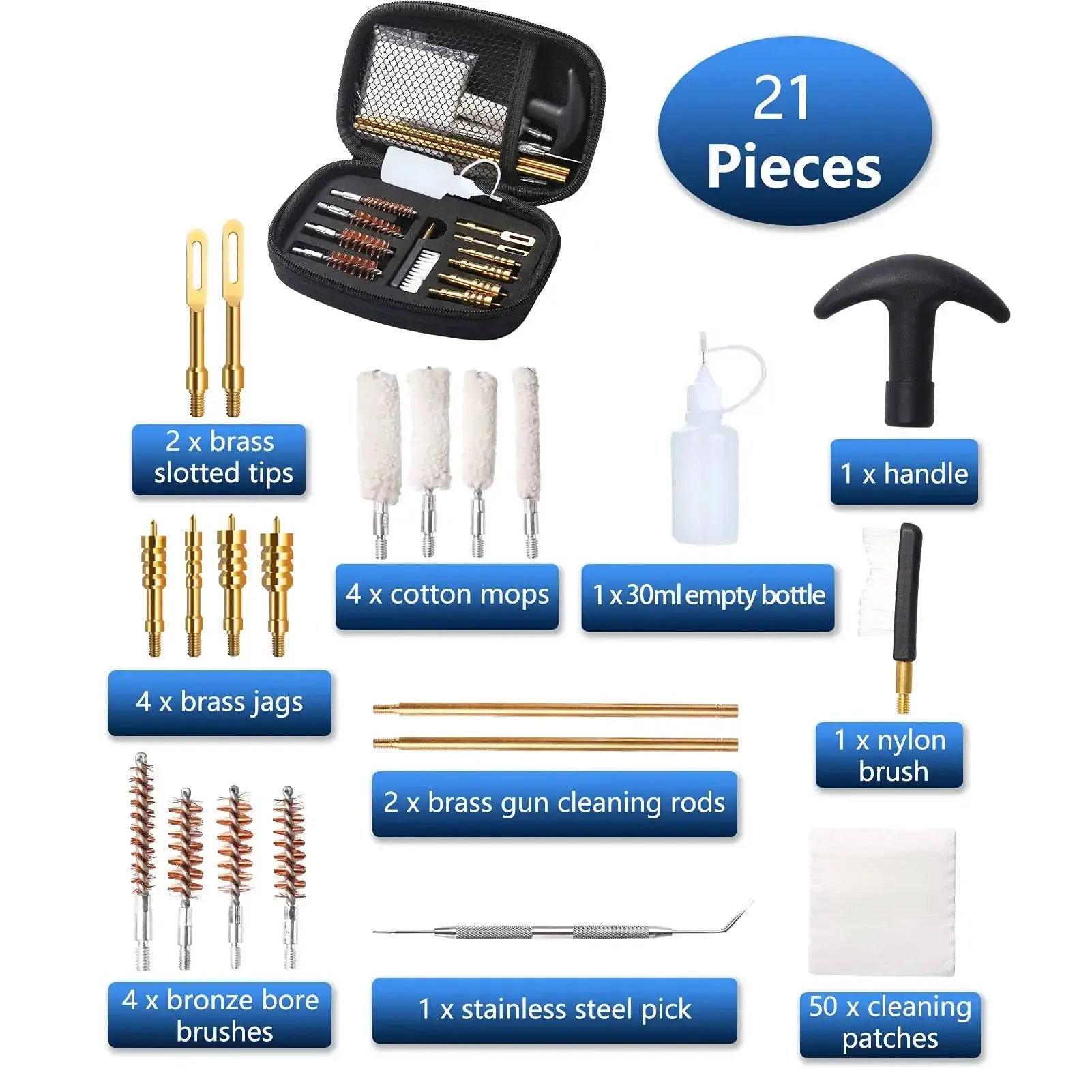 TwentyOne Pcs Tactical Gun Cleaning Kit For Handguns Rifles