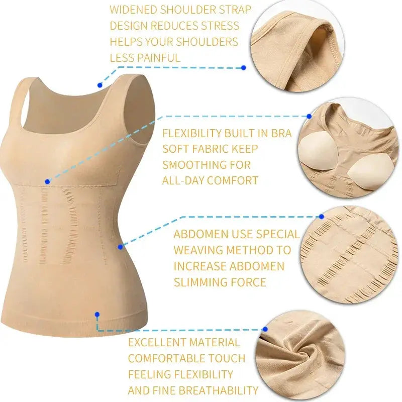 Sculpting Womens Seamless Padded Camisole For Tummy Control