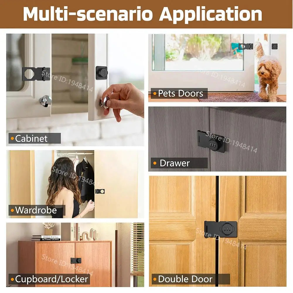 NAIERDI Household Cabinet Password Hasp Locks Zinc Alloy Security Combination Coded Drawer Door Lock for Refrigerator,Shed