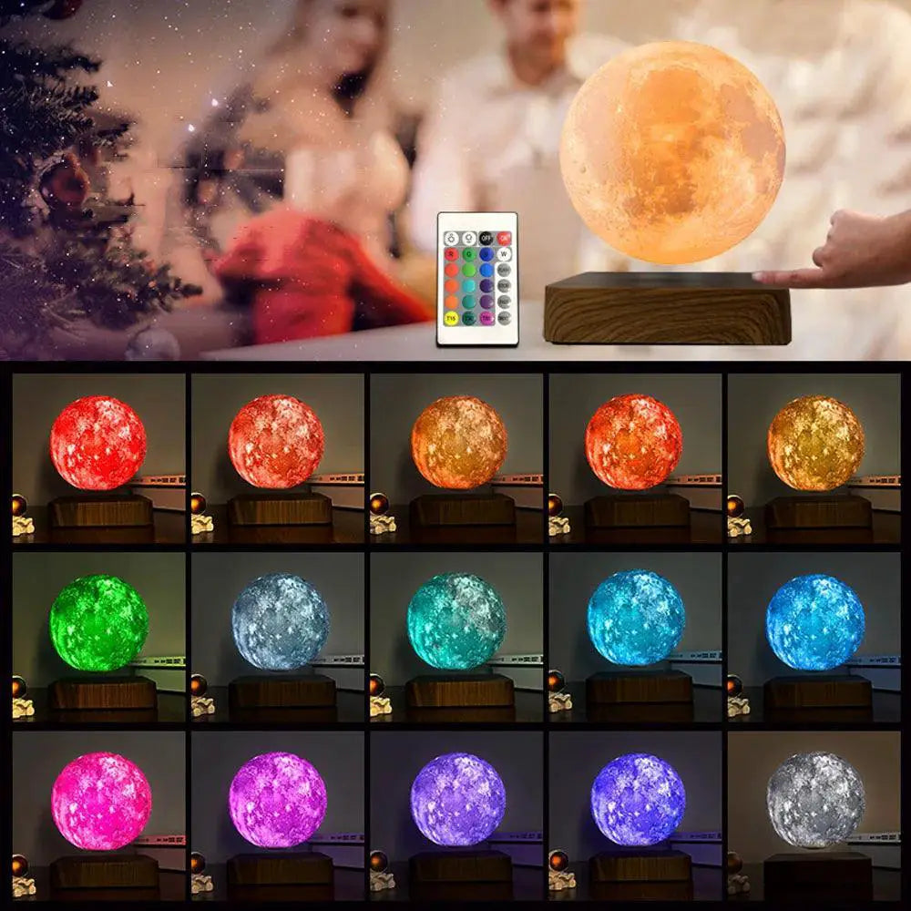 Floating RGB Moon Lamp With Magnetic Levitation LED Glow