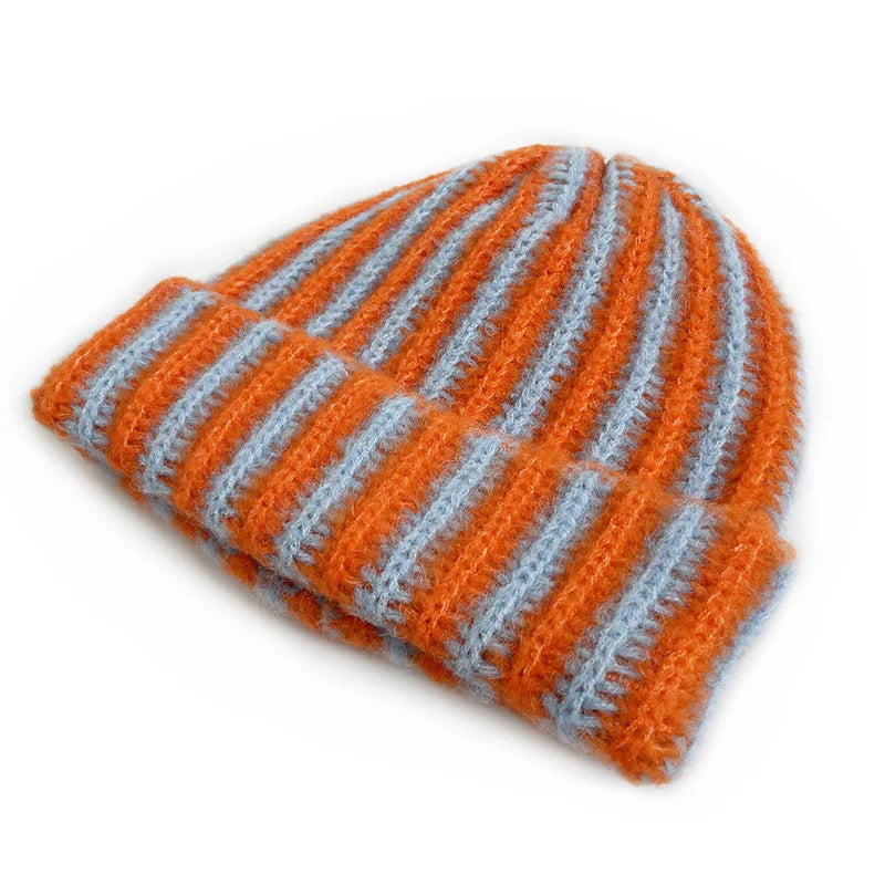 Striped Wool Knit Winter Hat