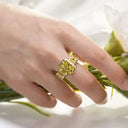 Sterling Silver Silver Square Zircon Cocktail Ring
