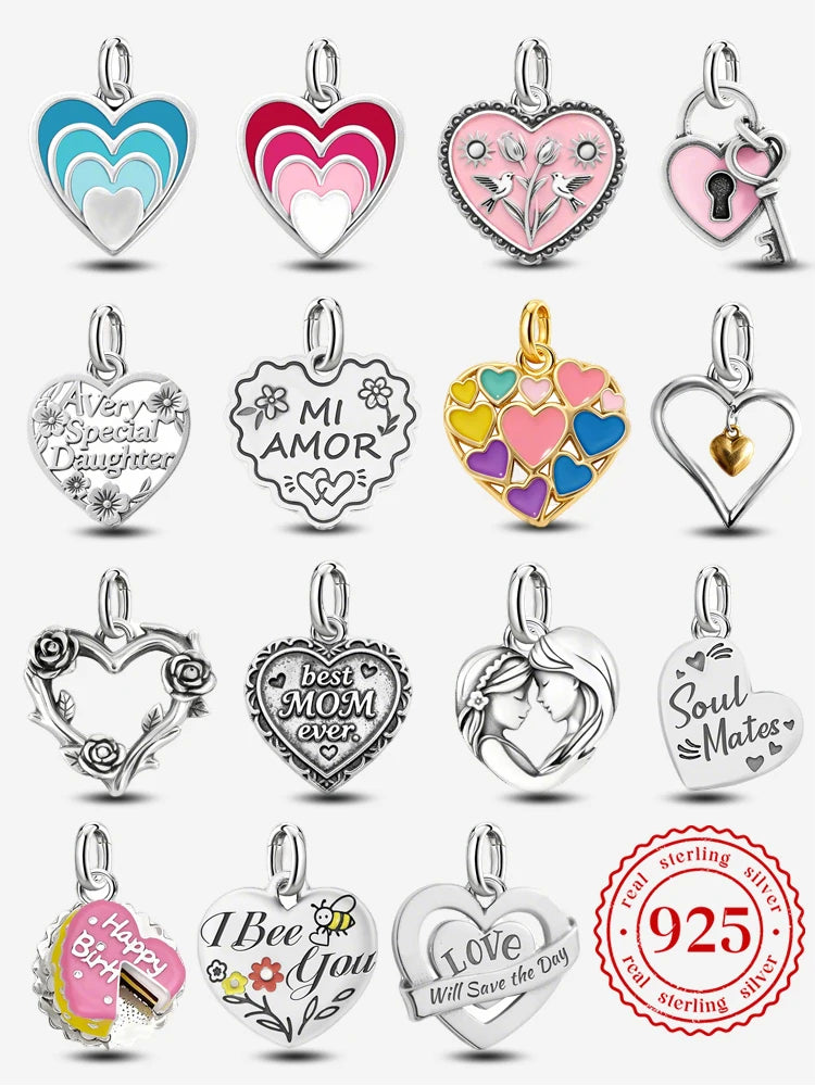 Adjustable Silver Heart Pendant Charm